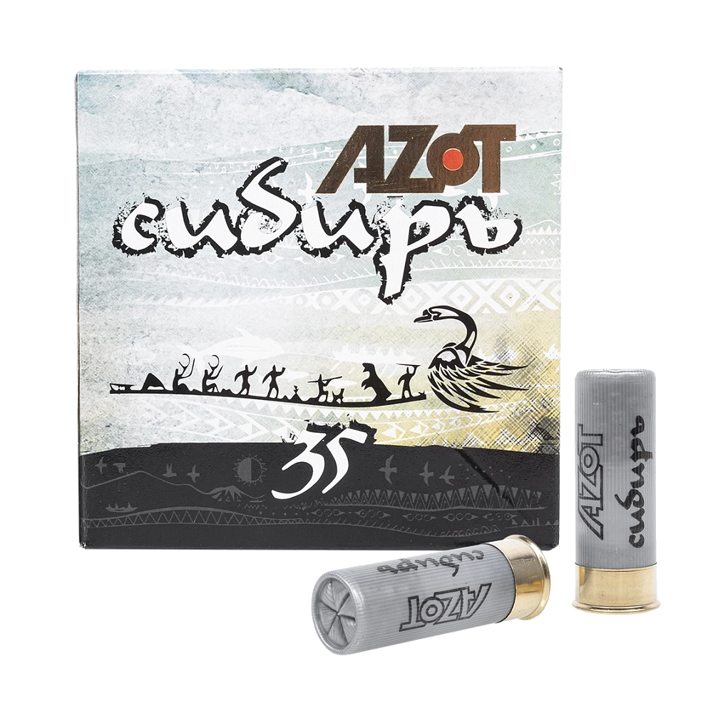 Патрон АЗОТ 12/70 охотничий дробовой 35г Сибирь б/к № 00 (в пачке 25шт)(в коробке250шт). Фото №1 Патрон АЗОТ 12/70 охотничий дробовой 35г Сибирь б/к № 00 (в пачке 25шт)(в коробке250шт). Фото №1