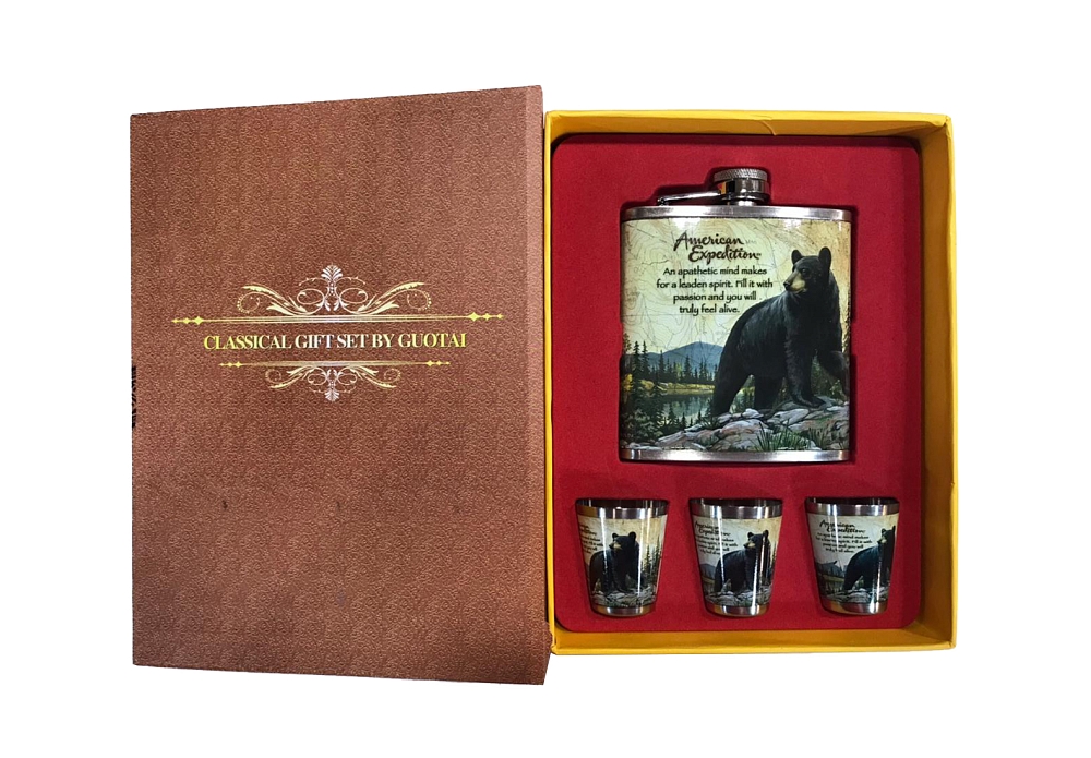 Набор Медведь фляжка плюс 3 стопки (А03) 210мл. Фото №2 Набор Медведь фляжка плюс 3 стопки (А03) 210мл. Фото №2