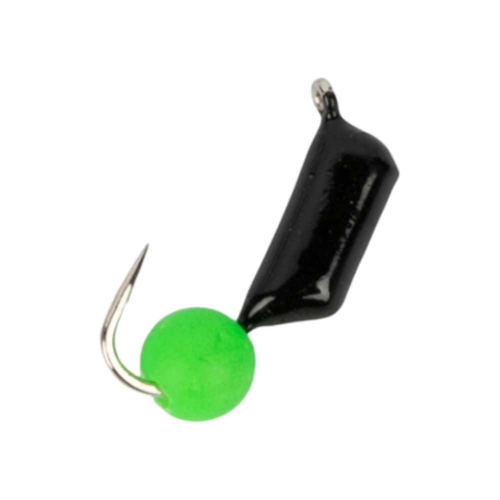 Мормышка вольфрамовая Trye Weight черная "Гвоздешарик" d2,5мм ядреный глаз, зеленый (10шт). Фото №2