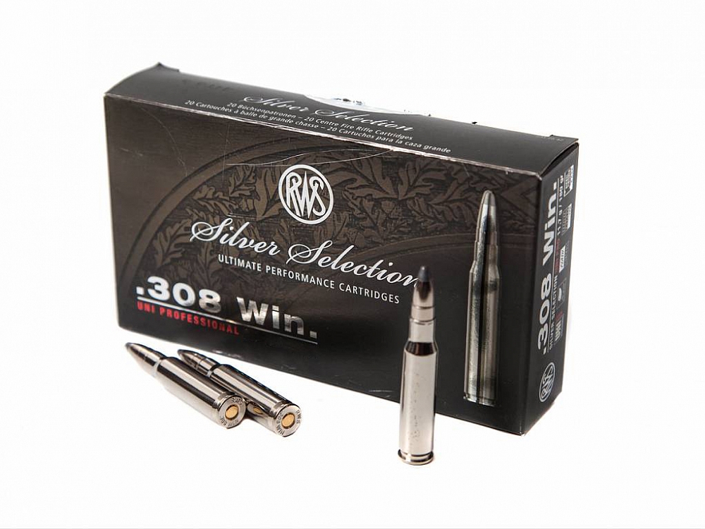 Патрон нарезной RWS калибр 308 WIN DN UNI Prof Silver 11,9 гр. (в пачке 20 шт.). Фото №1