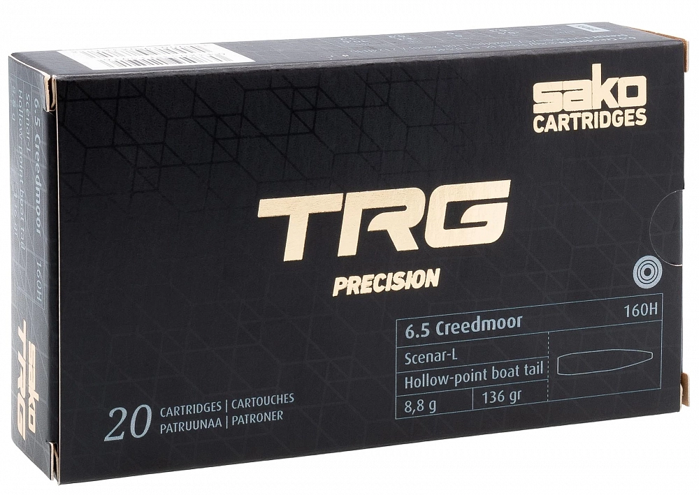 Патрон нарезной SAKO калибр 6,5 Creedmoor TRG Precision Scenar-L HPBT 8,8 гр. 136 grn. (в пачке 20 шт.. Фото №4 Патрон нарезной SAKO калибр 6,5 Creedmoor TRG Precision Scenar-L HPBT 8,8 гр. 136 grn. (в пачке 20 шт.. Фото №4