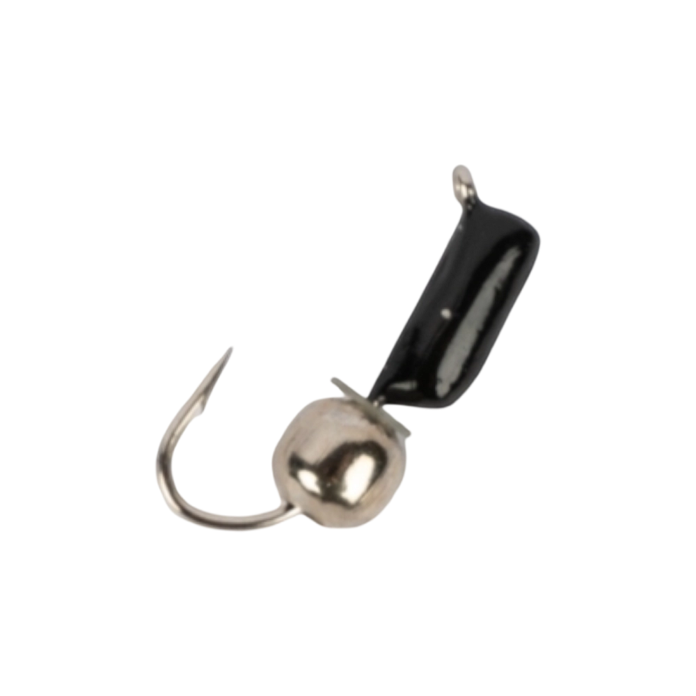 Мормышка вольфрамовая Trye Weight черная "Гвоздешарик" d2,0мм шарик, серебро, паетка (10шт). Фото №2