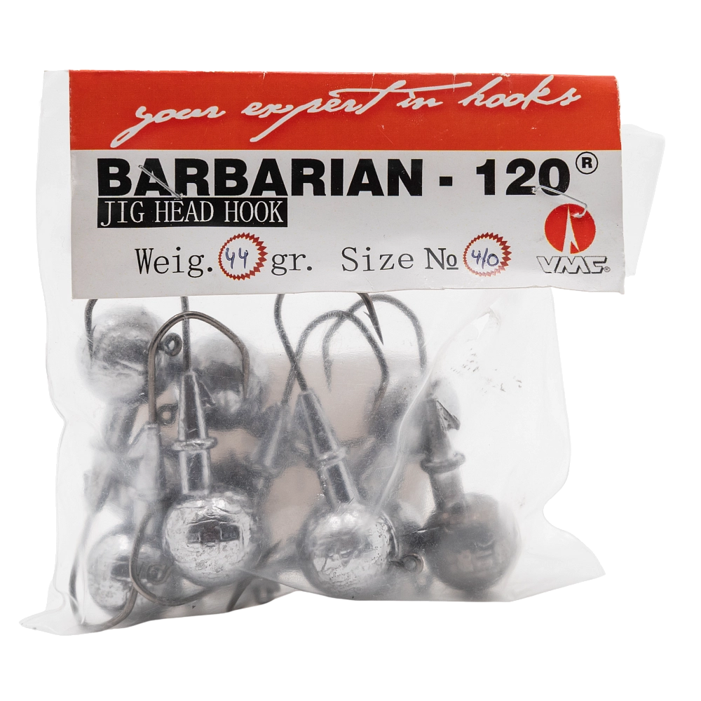 Джиг-головка шар крючок BARBARIAN-120 вес 44 гр. крючок № 4/0. Фото №3