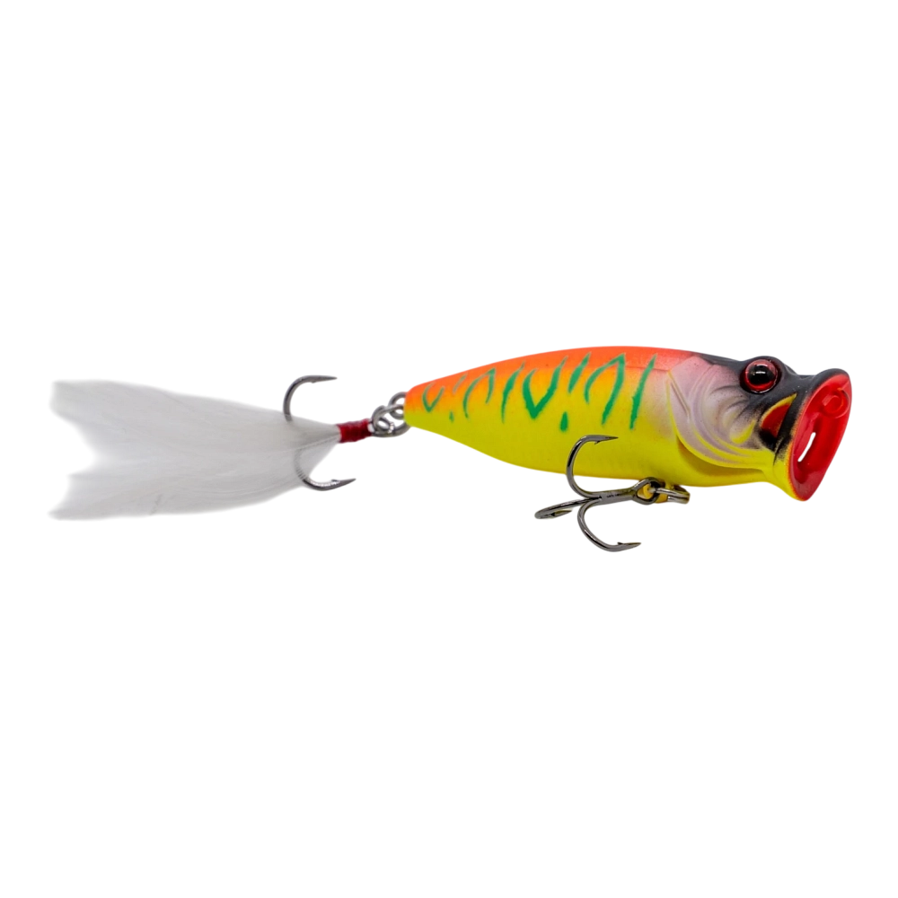 Воблер Strike Pro Pike Pop Mini 45, 45мм, 4гр, цвет: A242S Sunrise Mat Tiger, (SH-002B#A242S). Фото №2 Воблер Strike Pro Pike Pop Mini 45, 45мм, 4гр, цвет: A242S Sunrise Mat Tiger, (SH-002B#A242S). Фото №2