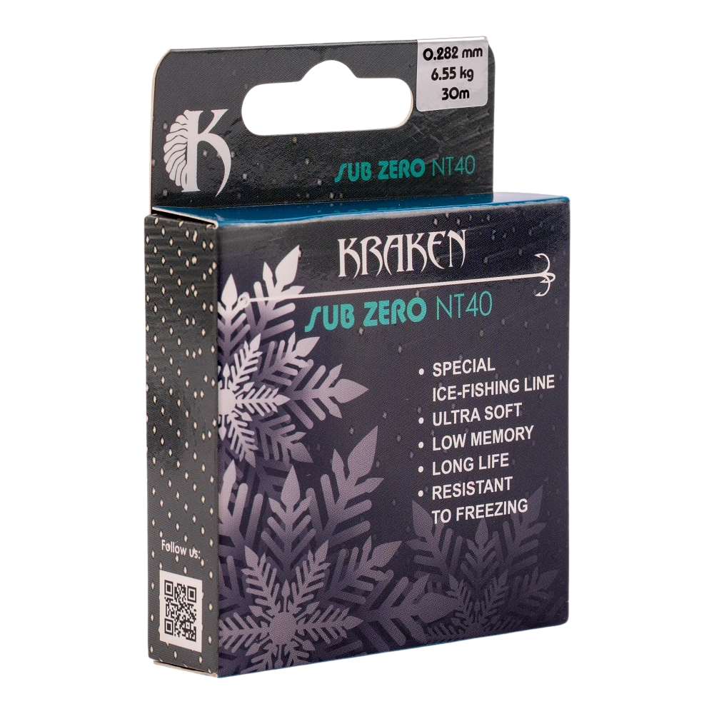 Леска зимняя Kraken Sub Zero NT40 30m 0,282mm 6.55kg. Фото №1