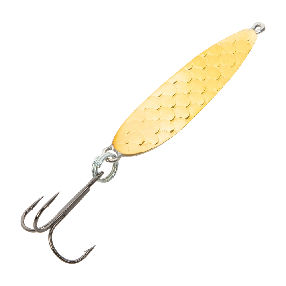 Блесна ЖОР Алтынка с чешуей 50мм, 8гр, цвет (латунь) тройник. Фото №1