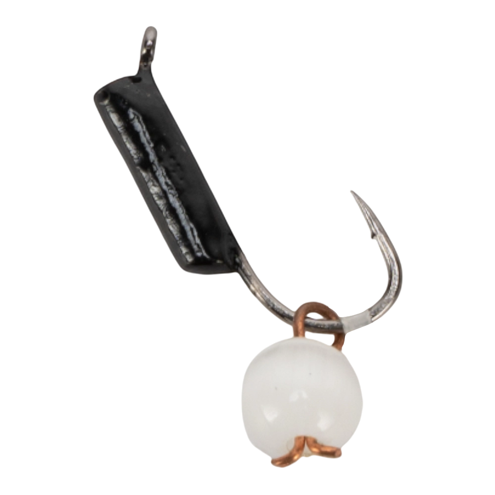 Мормышка вольфрамовая Trye Weight черная "Гвоздешарик" d1,5мм кошачий глаз, белый (10шт). Фото №2