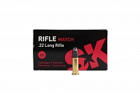 Патрон нарезной LAPUA калибр 22 LR RIFLE match SK 2,59 гр. 40 grn. (в пачке 50 шт.)