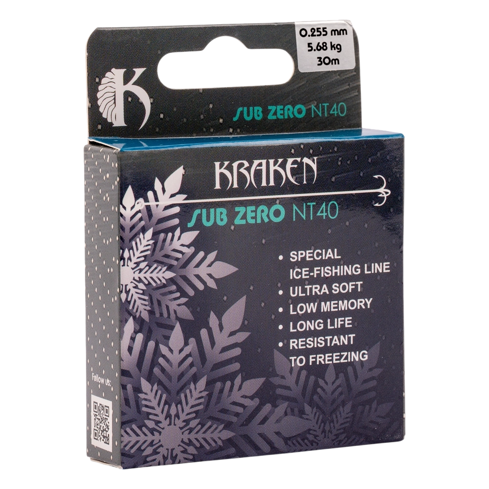 Леска зимняя Kraken Sub Zero NT40 30m 0,255mm 5.68kg. Фото №1 Леска зимняя Kraken Sub Zero NT40 30m 0,255mm 5.68kg. Фото №1