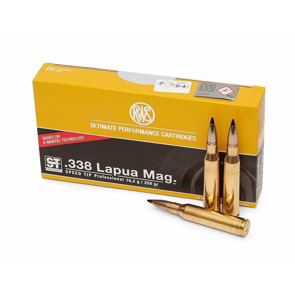 Патрон нарезной RWS калибр 338 Lapua Mag DN Speed Tip PRO 16,2 гр. (в пачке 20 шт.). Фото №2