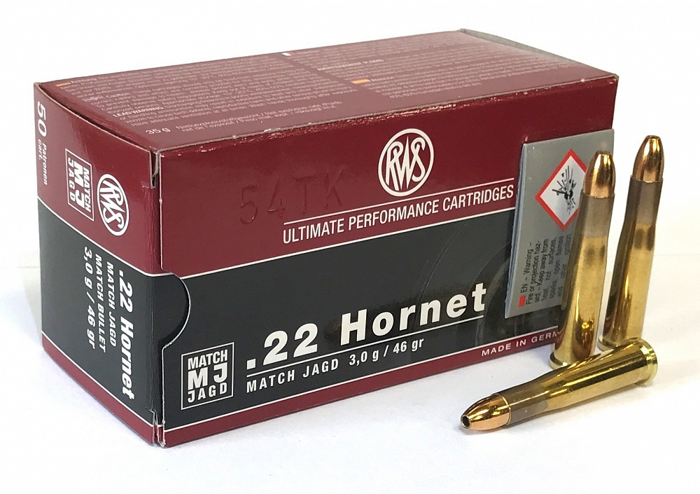 Патрон нарезной RWS калибр 22 Hornet DN VMS 3,0 гр. (в пачке 50 шт.). Фото №1 Патрон нарезной RWS калибр 22 Hornet DN VMS 3,0 гр. (в пачке 50 шт.). Фото №1