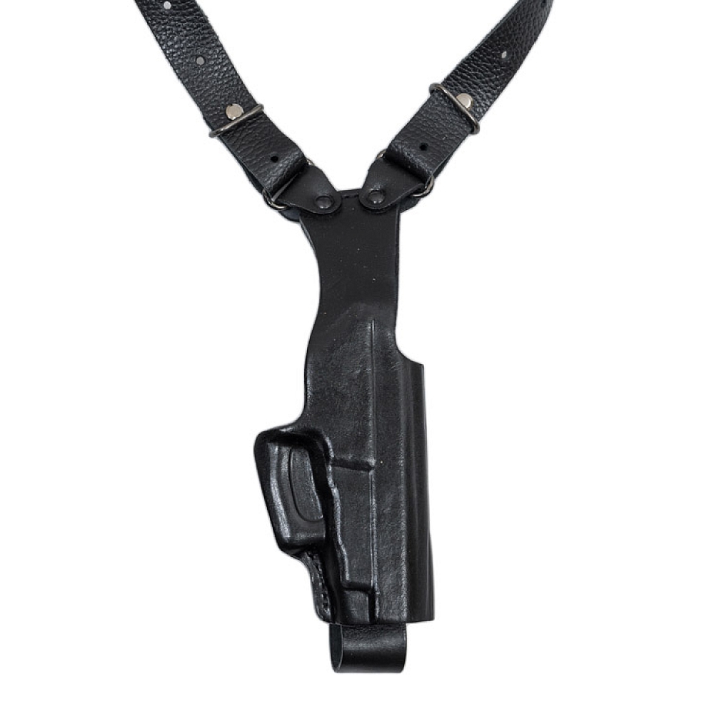 Кобура наплечная вертикального ношения "V Наган" (кожа, черный) (Хольстер). Фото №2