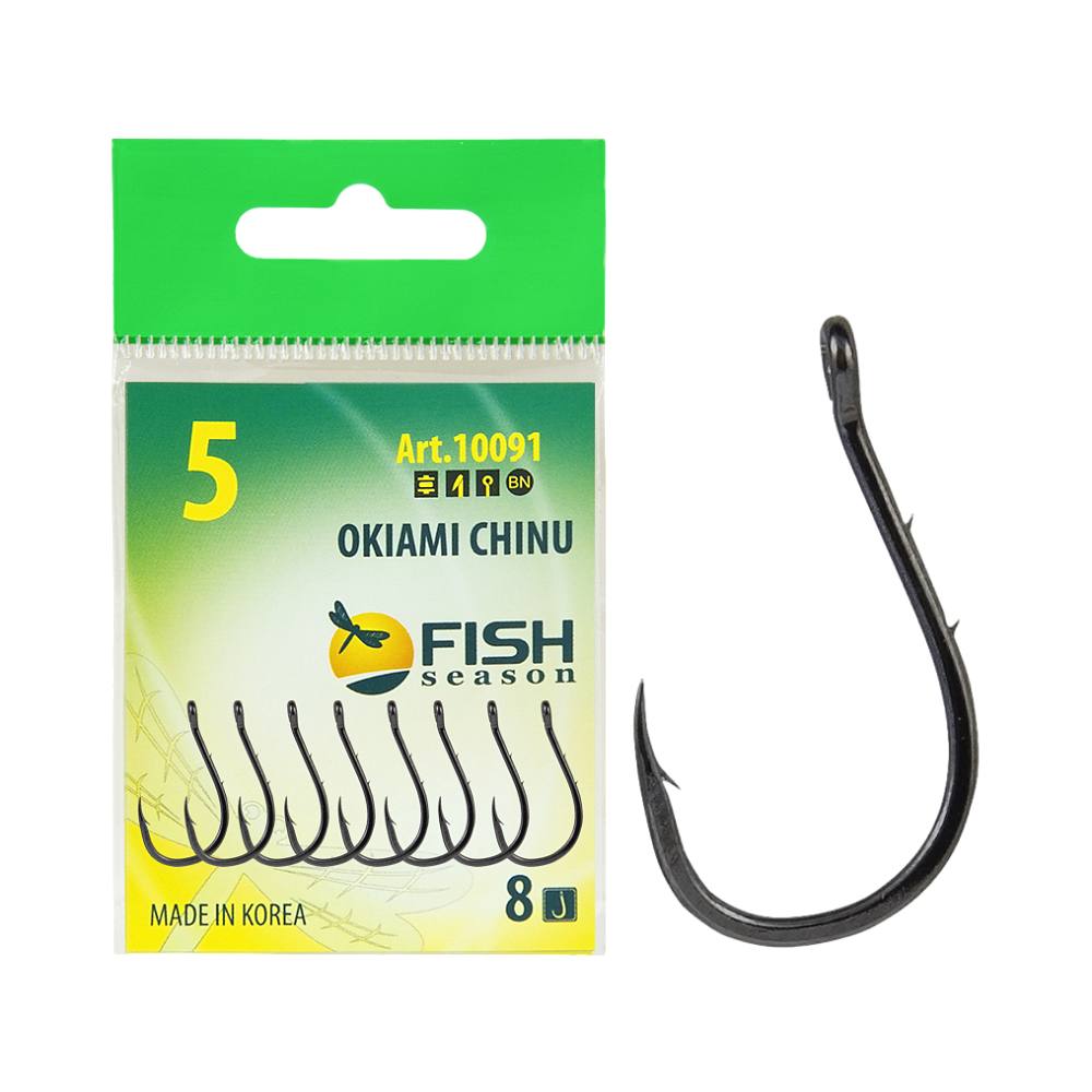 0071-1 Крючок с ушкомGTR OKIAMI-CHINU №4 черный никель (уп.-10х10шт.). Фото №1