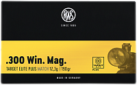 Патрон нарезной RWS калибр 300 WIN Mag DN Target Elit Plus 12,3гр. 190grn. (в пачке 20 шт.)