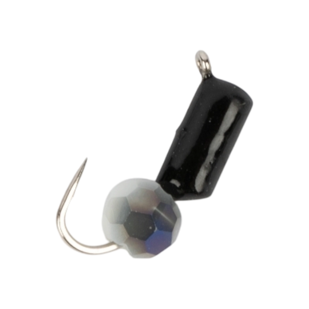 Мормышка вольфрамовая Trye Weight черная "Гвоздешарик" d2,5мм многогранный, белый (10шт). Фото №2