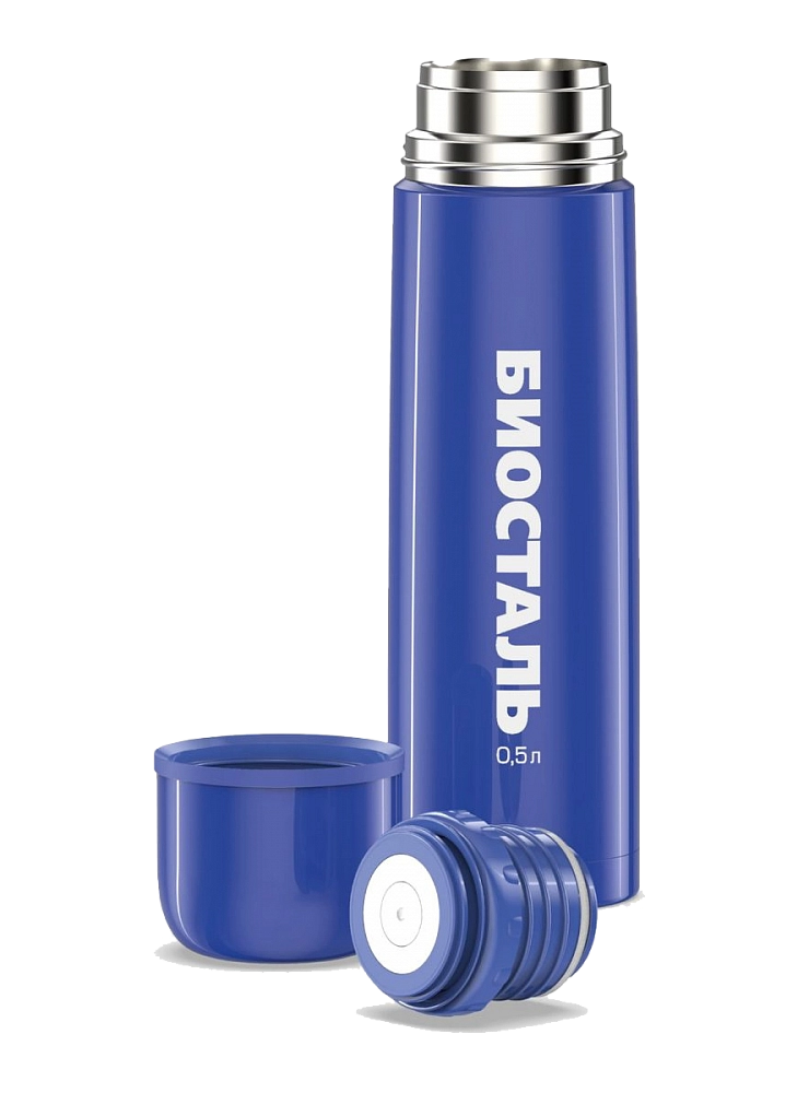 Термос BIOSTAL узкое горло с кнопкой цветной синий NB-500 C-B . Фото №3 Термос BIOSTAL узкое горло с кнопкой цветной синий NB-500 C-B . Фото №3