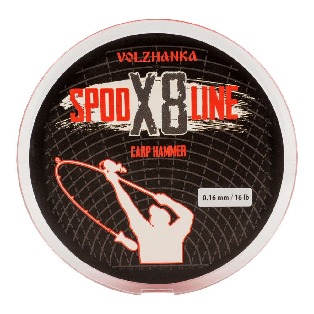 Шнур плетеный Волжанка Carp Hammer "Spod Line X8" 300м/0.16мм 16LB цв. красный. Фото №3 Шнур плетеный Волжанка Carp Hammer "Spod Line X8" 300м/0.16мм 16LB цв. красный. Фото №3