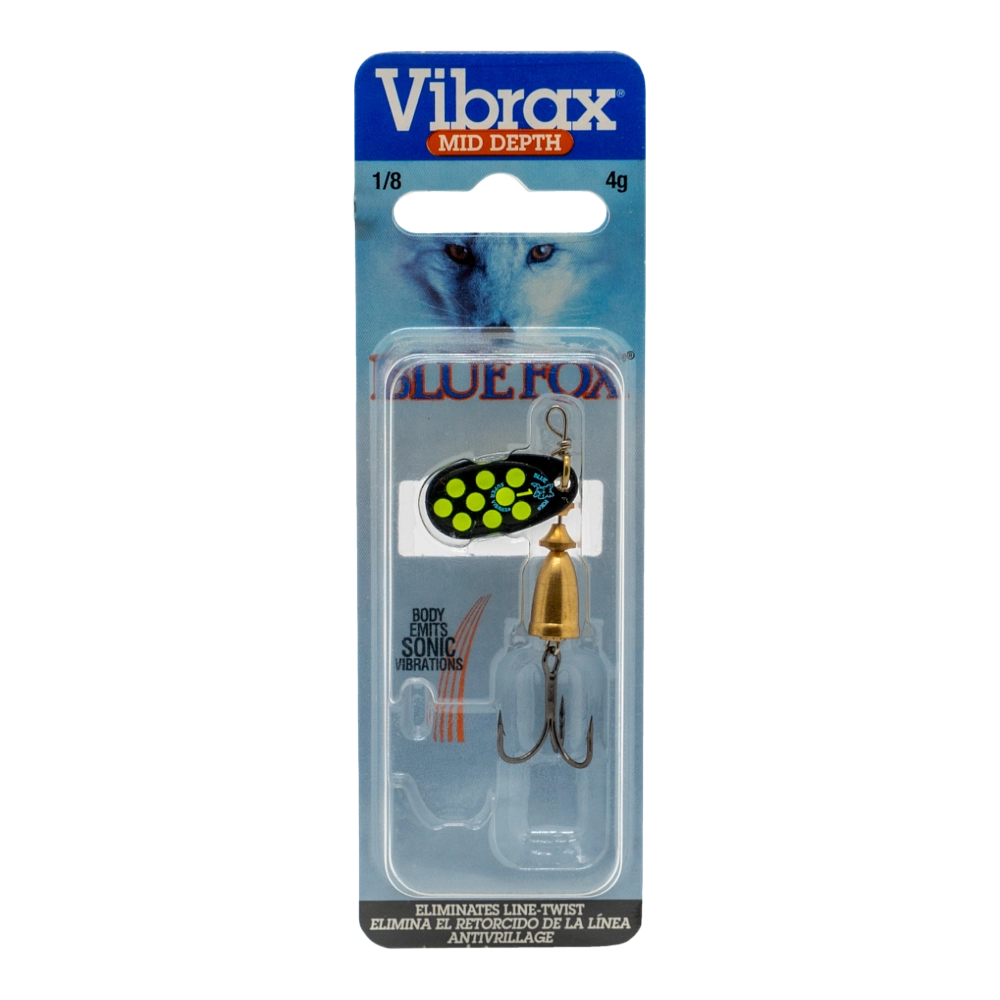 Блесна вращающаяся Blue Fox Vibrax Hot Pepper №1, 4гр, цвет (BYY) черный/желтый. Фото №1