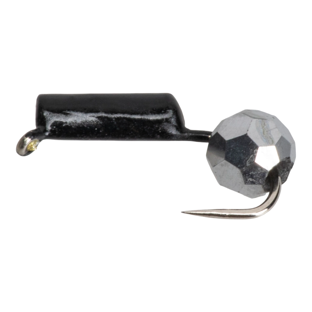 Мормышка вольфрамовая Trye Weight черная "Гвоздешарик" d2,0мм многогранный, серебро (10шт). Фото №1