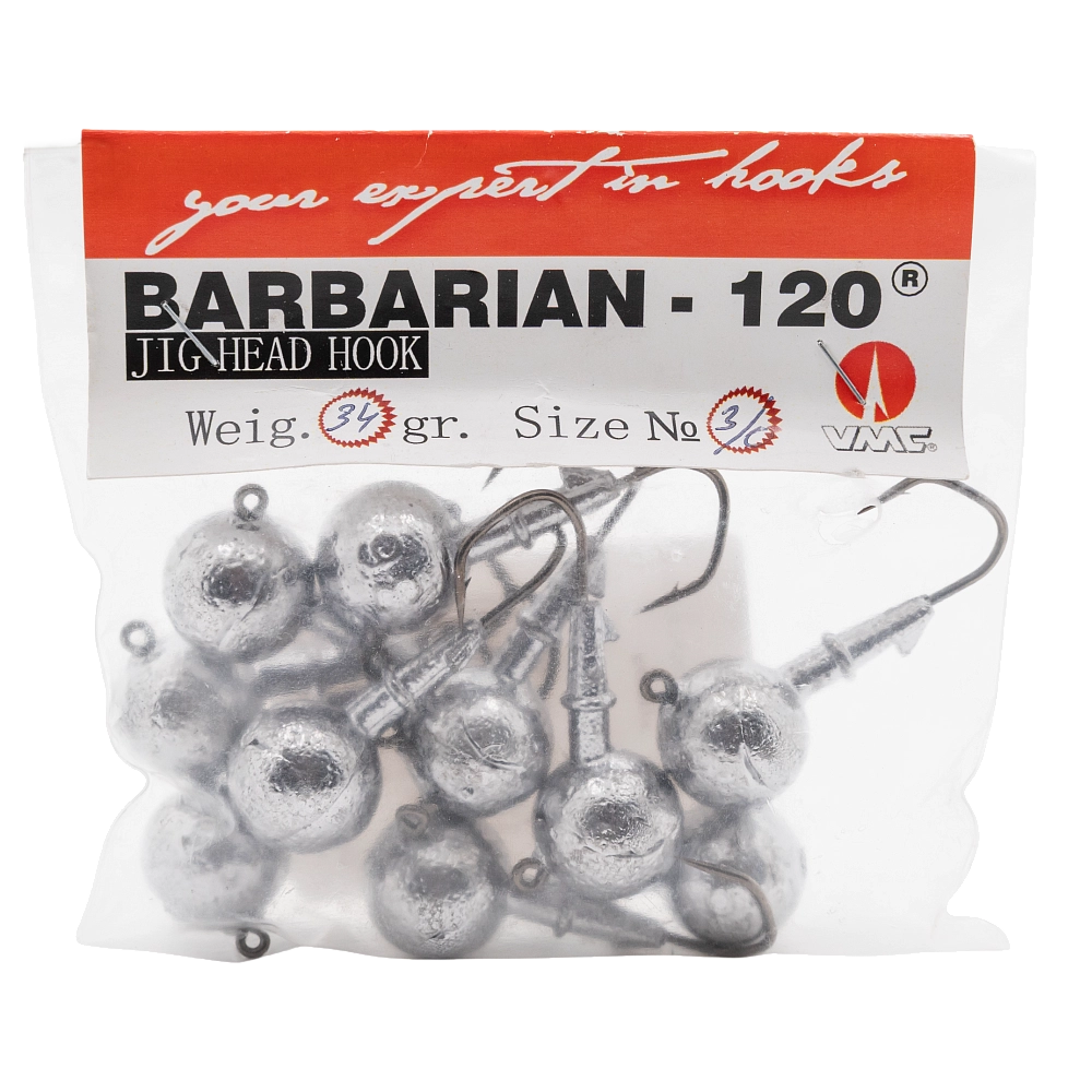 Джиг-головка шар крючок BARBARIAN-120 вес 34 гр. крючок № 3/0. Фото №3