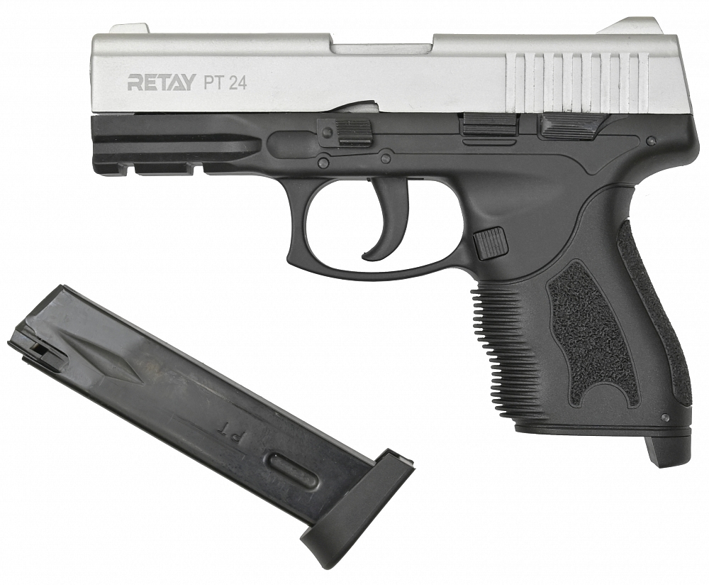 Пистолет охолощенный RETAY PT24, (Taurus), Хром, калибр 9mm. P.A.K. Фото №4
