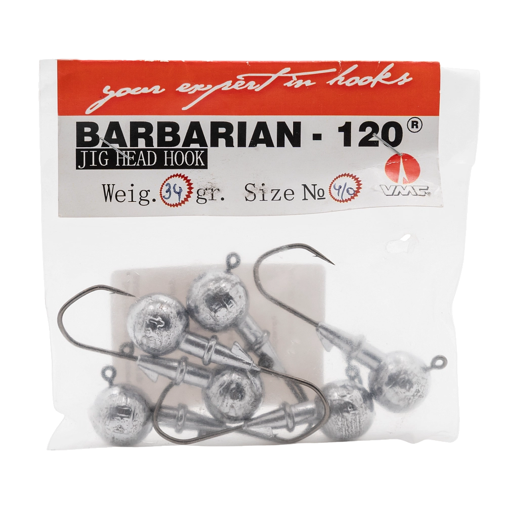 Джиг-головка шар крючок BARBARIAN-120 вес 34 гр. крючок № 4/0. Фото №3