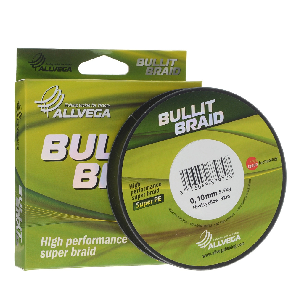 Леска плетеная ALLVEGA "Bullit Braid" 135м 0,26мм 18,6кг (ярко-желтая) (BB135Y26). Фото №2