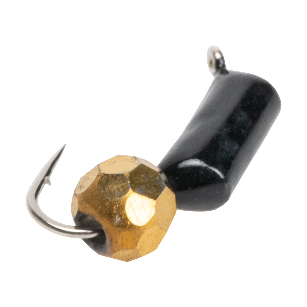 Мормышка вольфрамовая Trye Weight черная "Гвоздешарик" d2,5мм многогранный, золото (10шт). Фото №2