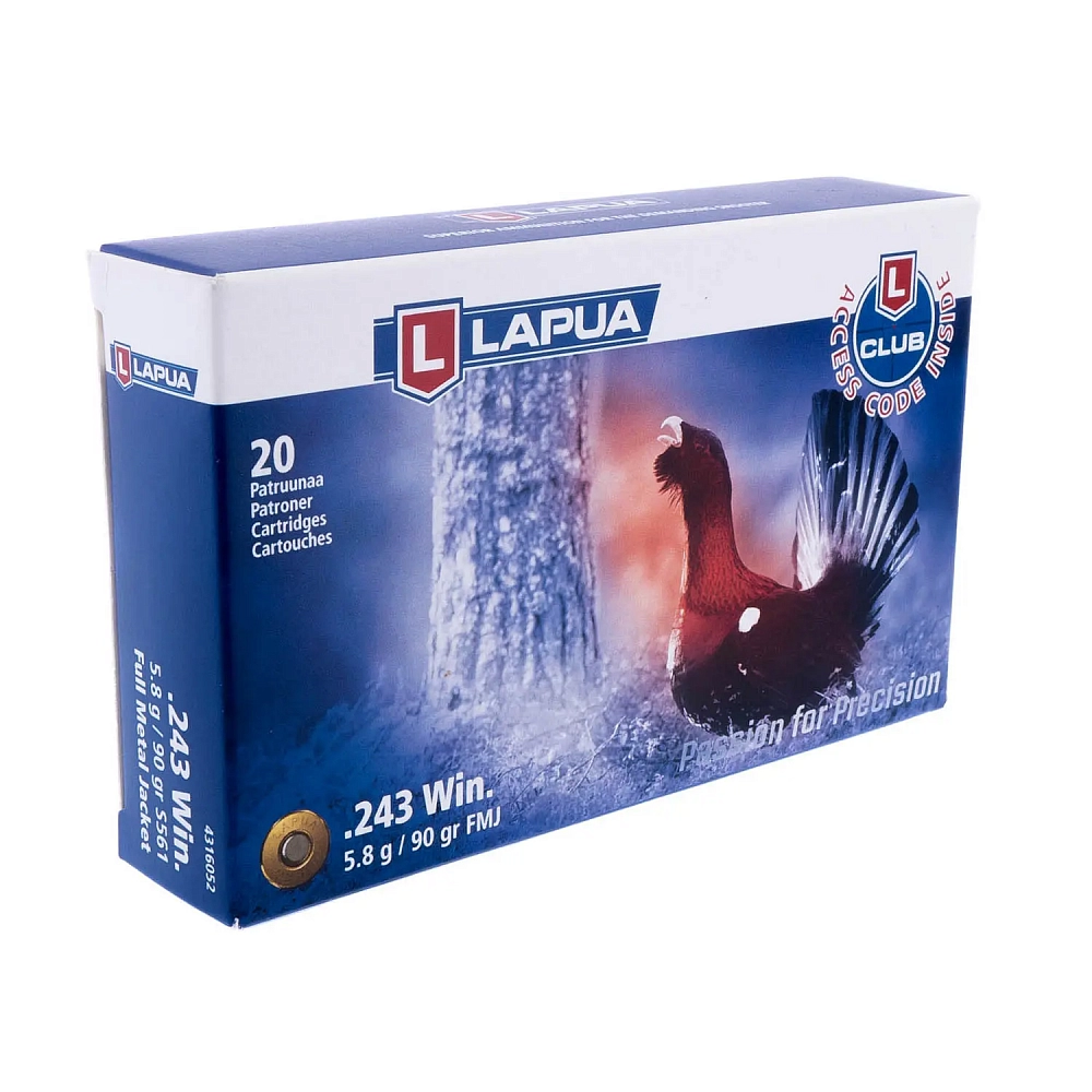Патрон нарезной LAPUA калибр 243 WIN FMJ 6,0 гр. 90 grn. (в пачке 20 шт.). Фото №2