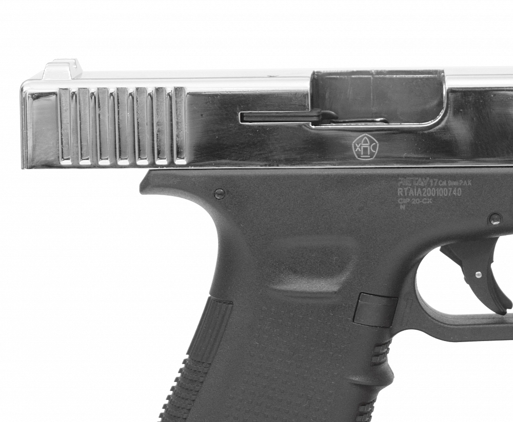 Пистолет охолощенный RETAY 17, (Glock 17), Никель, калибр 9mm. P.A.K. Фото №5