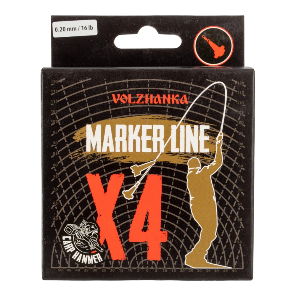 Шнур плетеный Волжанка Carp Hammer "Marker Line X4" 300м/0.20мм 16LB цв. зеленый. Фото №1