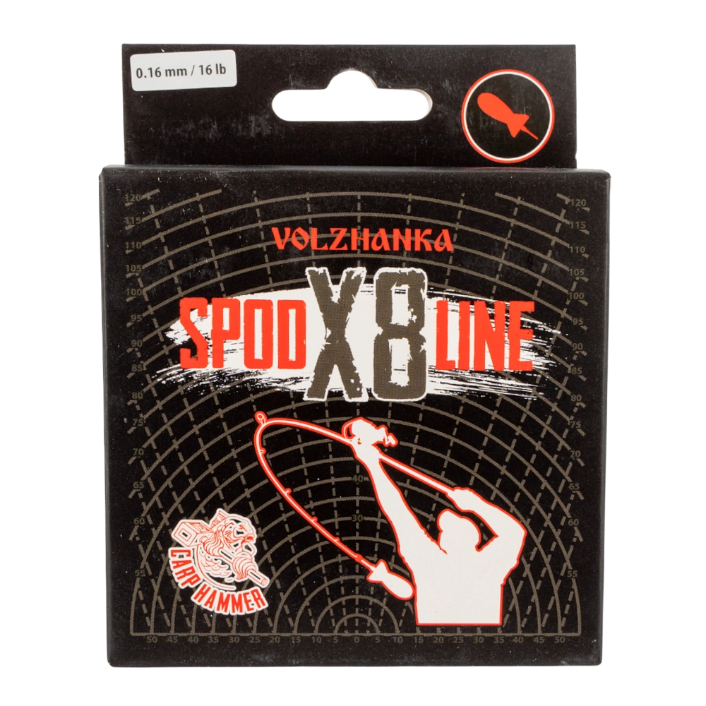 Шнур плетеный Волжанка Carp Hammer "Spod Line X8" 300м/0.16мм 16LB цв. красный. Фото №1 Шнур плетеный Волжанка Carp Hammer "Spod Line X8" 300м/0.16мм 16LB цв. красный. Фото №1