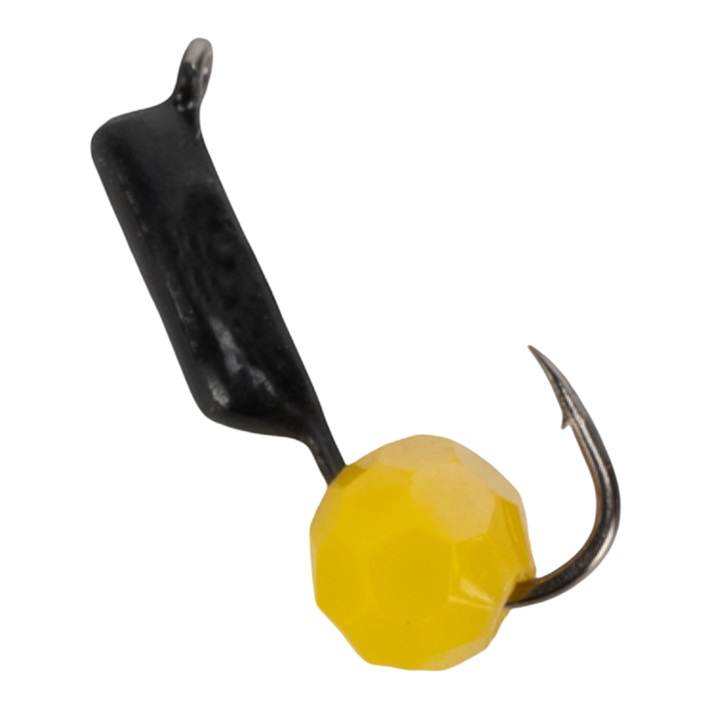 Мормышка вольфрамовая Trye Weight черная "Гвоздешарик" d1,5мм многогранный, желтый (10шт). Фото №2