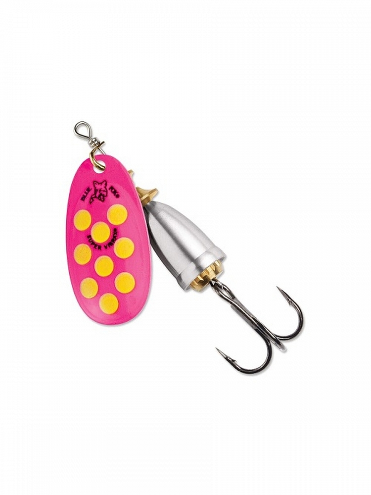 Блесна вращающаяся Blue Fox Vibrax Hot Pepper №6, 18гр, цвет (FPY) розовый/желтый. Фото №1