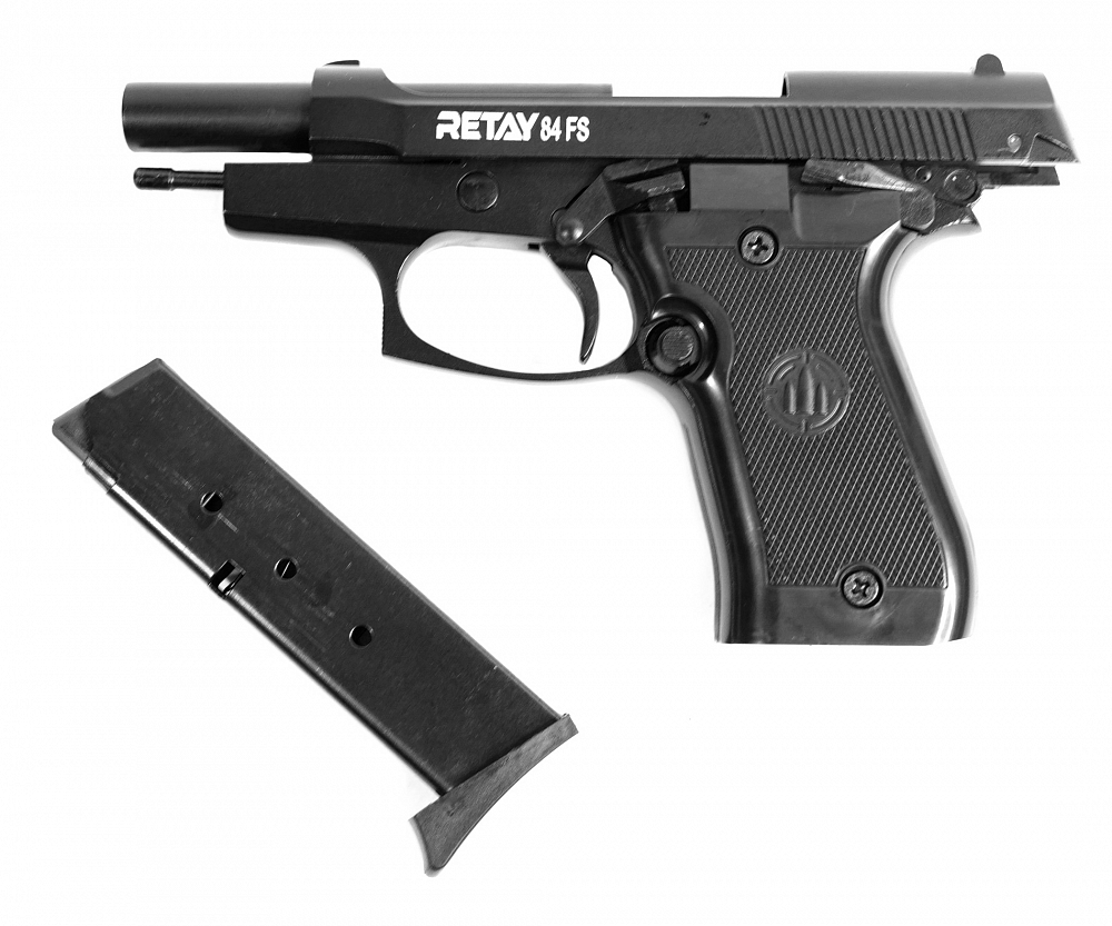 Пистолет охолощенный RETAY MOD84, (Beretta), Черный, калибр 9mm. P.A.K. Фото №4 Пистолет охолощенный RETAY MOD84, (Beretta), Черный, калибр 9mm. P.A.K. Фото №4