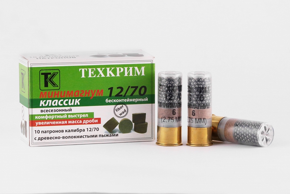 Патрон Техкрим 12/70 Минимагнум Классик № 3 (в упаковке 10 шт) (в коробке 240 шт.). Фото №1
