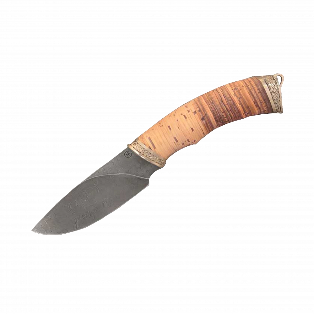 Нож МС Разделочный, клинок дамаск, рукоять береста. Фото №3