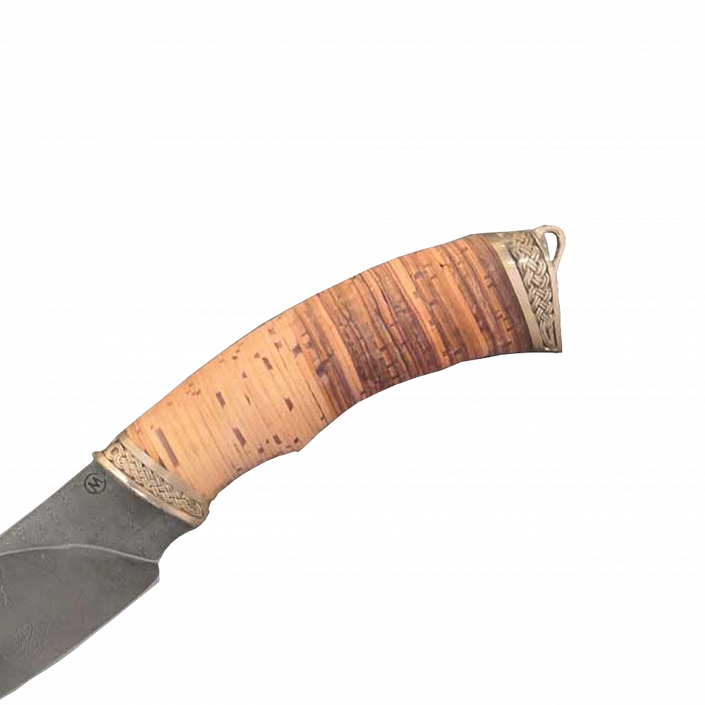 Нож МС Разделочный, клинок дамаск, рукоять береста. Фото №4