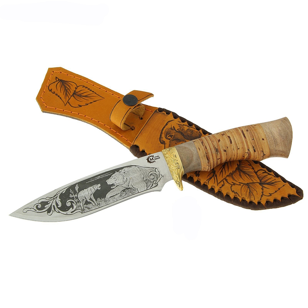 Нож МС Близнец, клинок 65х13, рукоять береста, литье. Фото №2