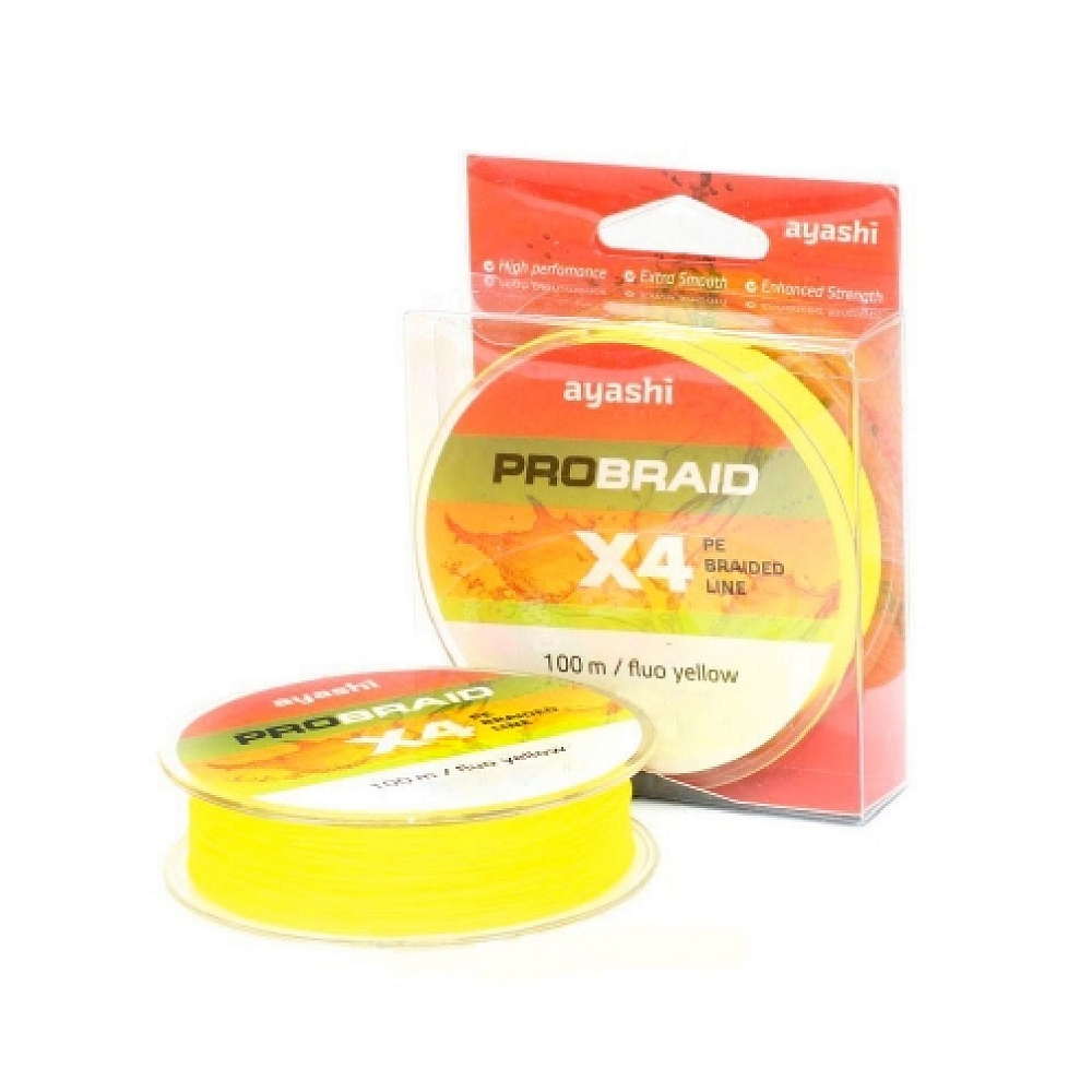 Плетенный шнур Ayashi PRO BRAID-X4 (fluo yellow) d-0,14mm (100м). Фото №1 Плетенный шнур Ayashi PRO BRAID-X4 (fluo yellow) d-0,14mm (100м). Фото №1