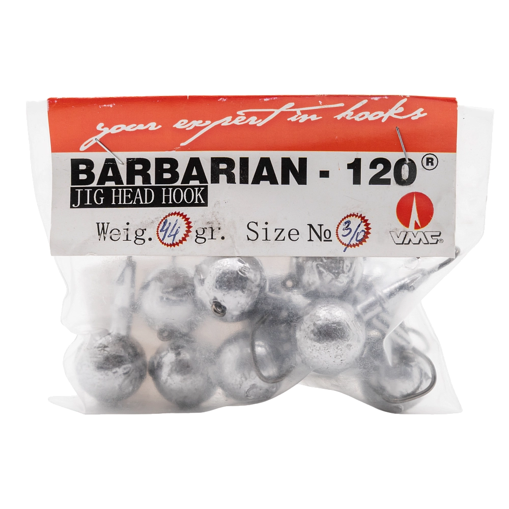 Джиг-головка шар крючок BARBARIAN-120 вес 44 гр. крючок № 3/0. Фото №3