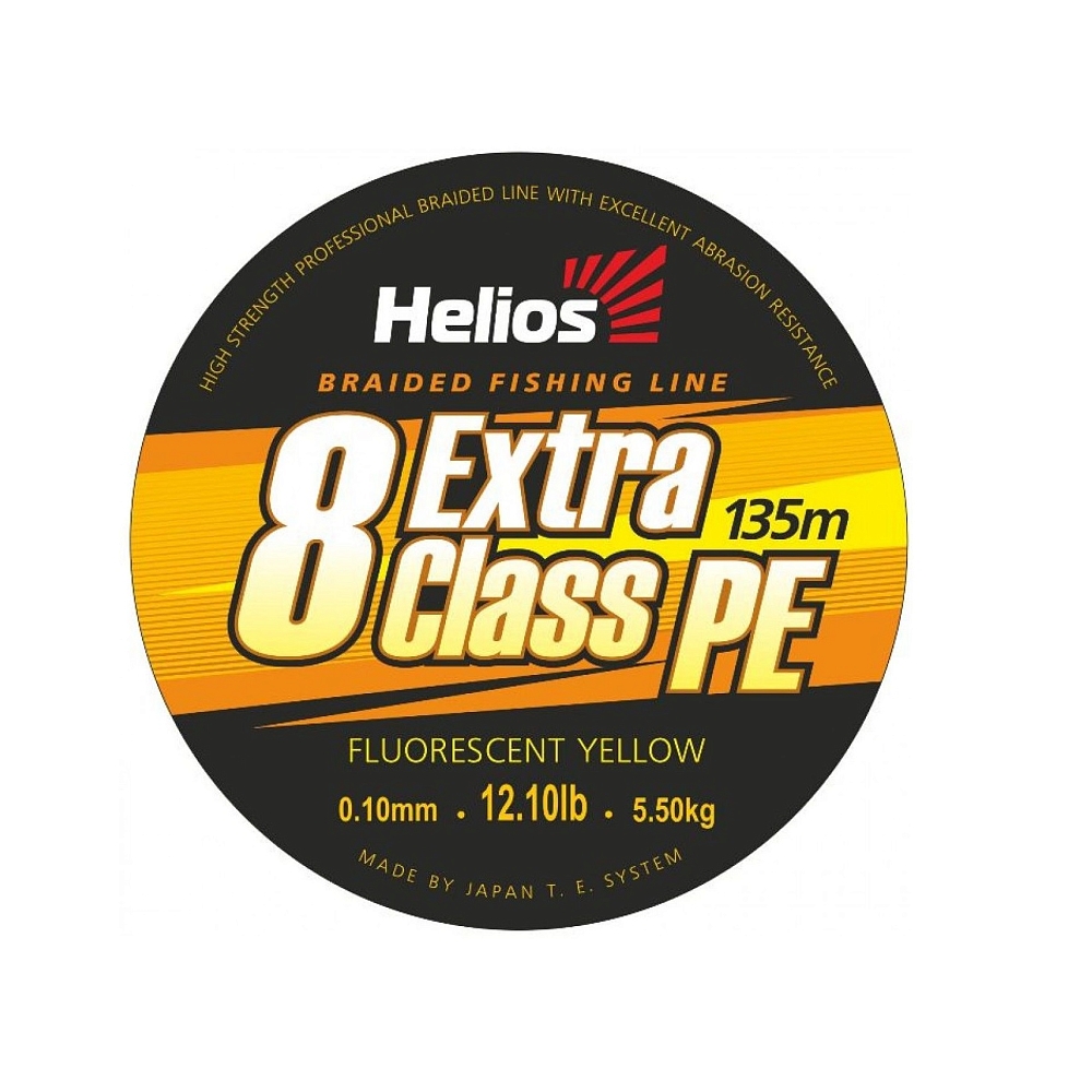 Шнур плетеный Helios EXTRA CLASS 8 PE BRAID Fluorescent Yellow 0,15mm/135 (HS-8PEY-15/135 Y). Фото №2