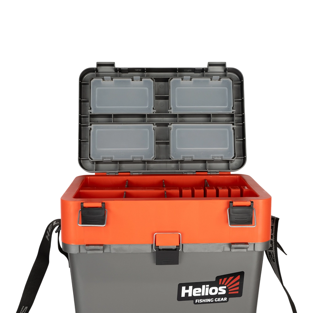 Ящик рыболовный зимний серый/оранжевый Helios (HS-IB-19-GO). Фото №5