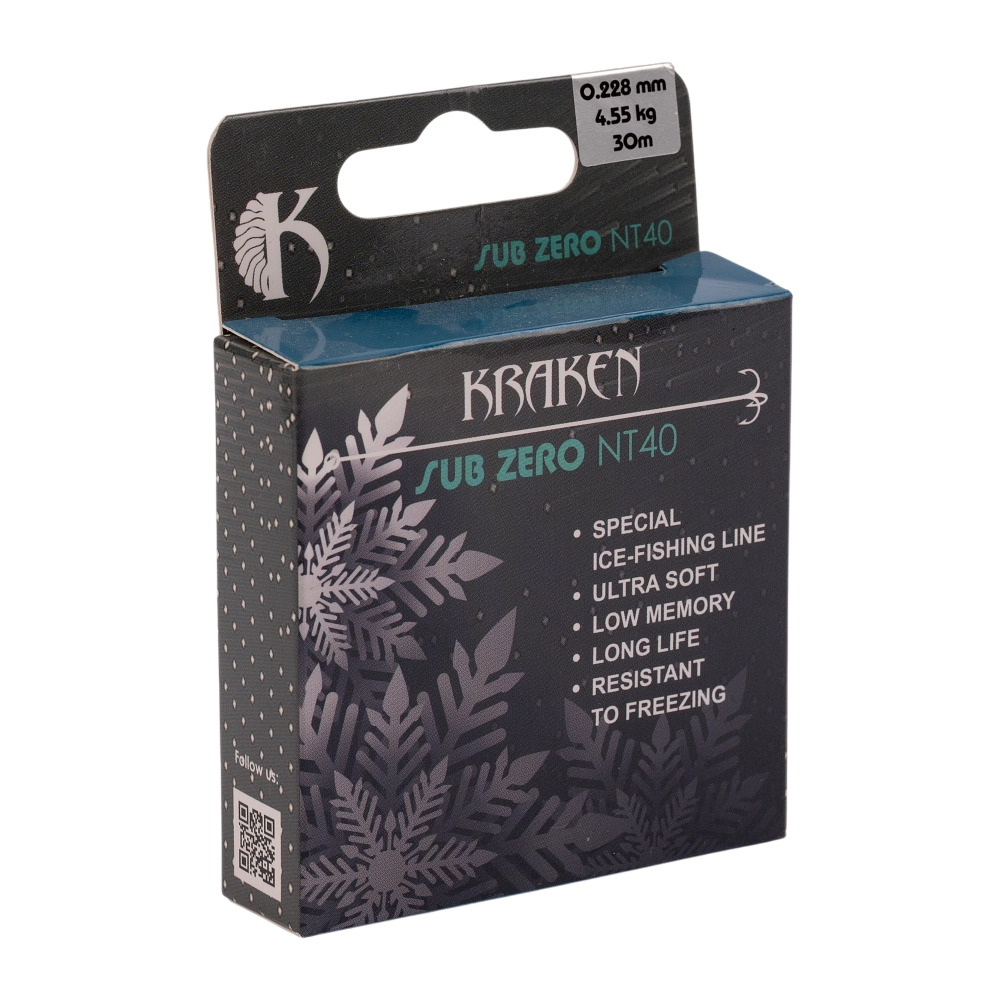 Леска зимняя Kraken Sub Zero NT40 30m 0,228mm 4.55kg. Фото №1