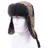 Шапка ушанка с мех.опушкой (курточная ткань, олива) (59-60) (Хольстер)