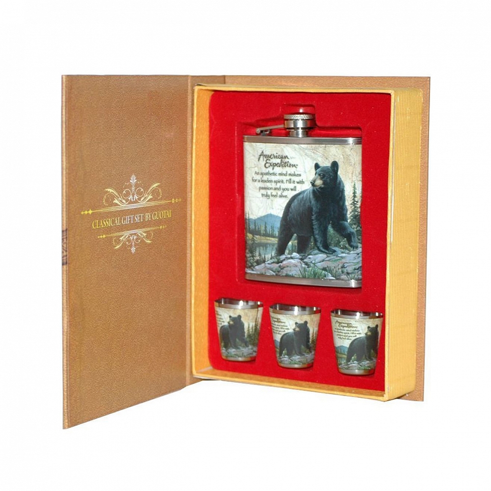 Набор Медведь фляжка плюс 3 стопки (А03) 210мл. Фото №3 Набор Медведь фляжка плюс 3 стопки (А03) 210мл. Фото №3