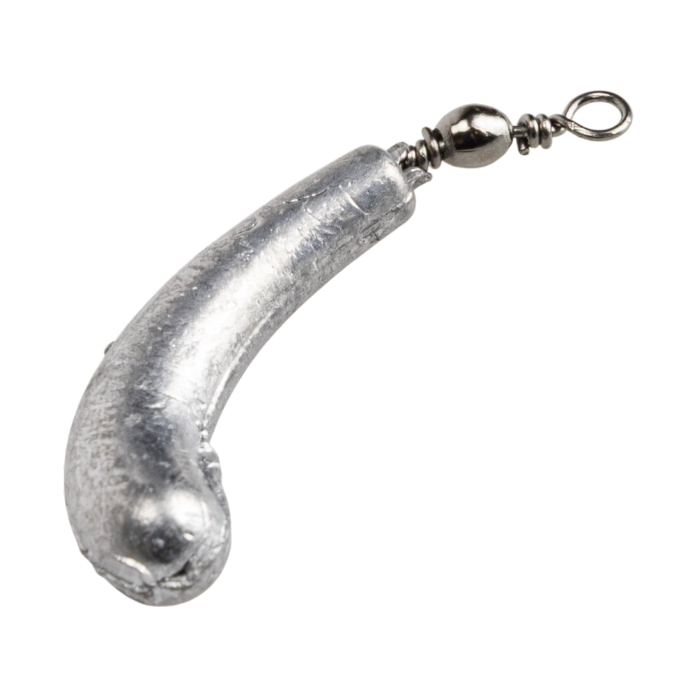 Грузило Банан с вертлюгом для отводного поводка 8гр TritOn (уп. 5шт). Фото №4