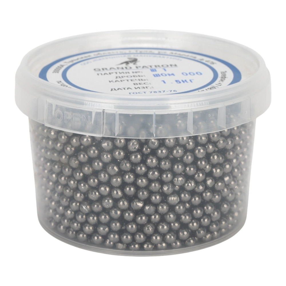 Дробь охотничья №000 ШОМ (банка 1,5кг) ПМ. Фото №2