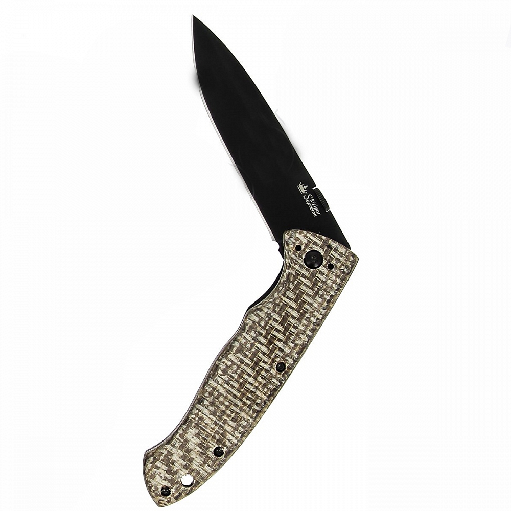 Нож складной Vega 440C (черный, микарта) . Фото №1