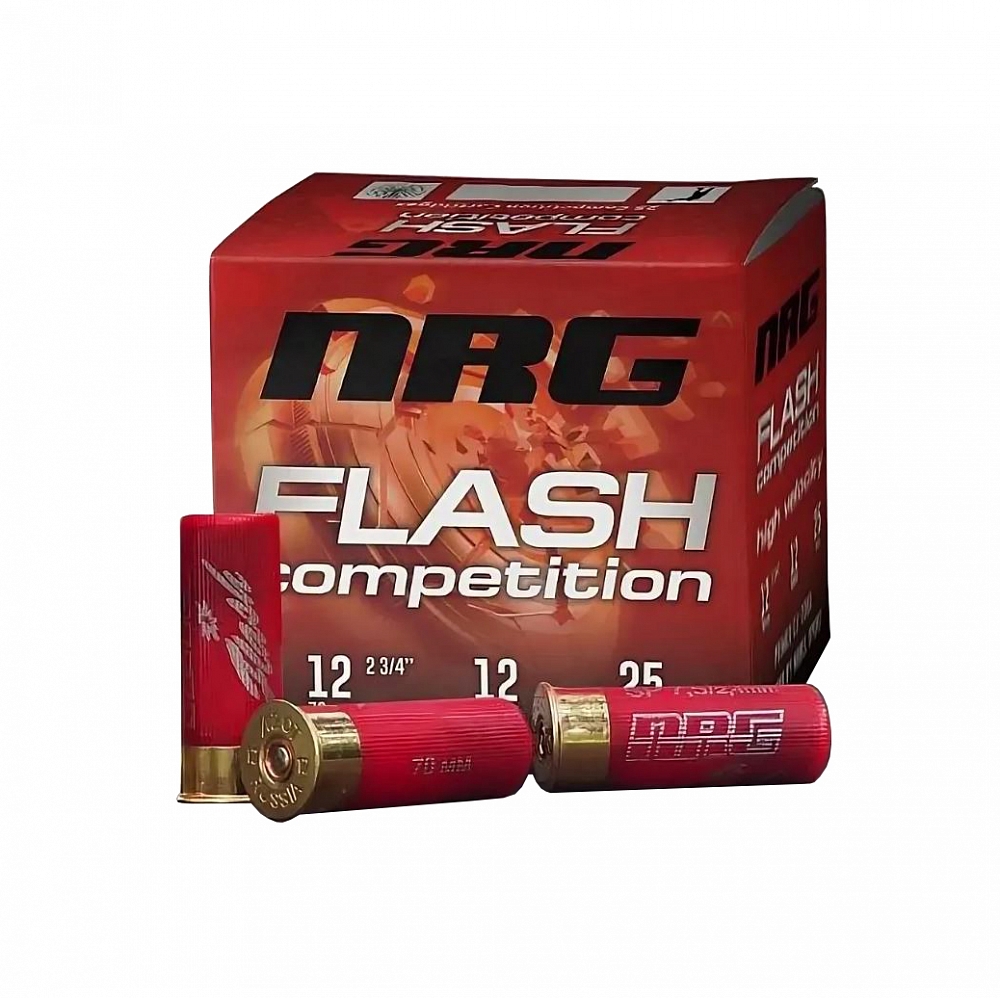 Патроны спортивные калибра АЗОТ 12/70 NRG Flash SPORTING №7.5 28гр. (в пачке 25шт) (в коробке 250 шт.). Фото №1